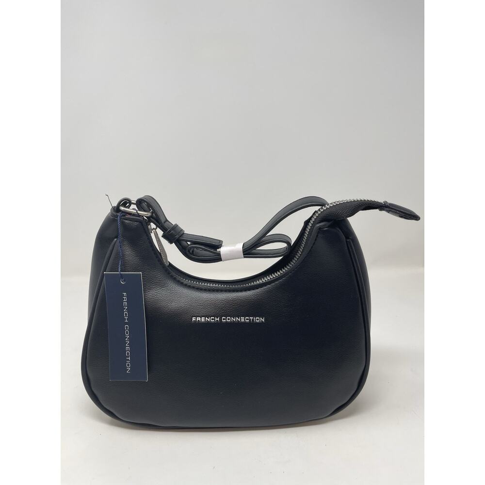 French Connection Sabrina Shoulder Bag with Coin Purse Black Faux Leather‎